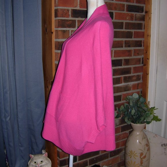 QVC Pink Cashmere Cocoon Open Front Cardigan - Picture 3 of 6